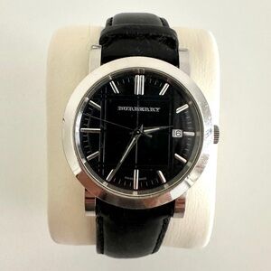 Authentic Burberry BU1354 Men’s Watch Leather Belt Black Dial - NEW‎ BATTERIES